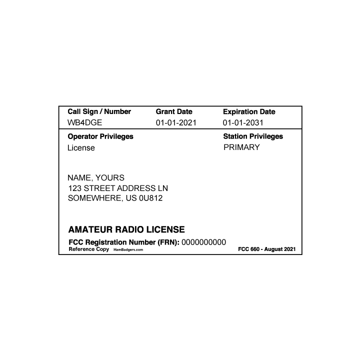 Amateur Radio License Wallet Card
